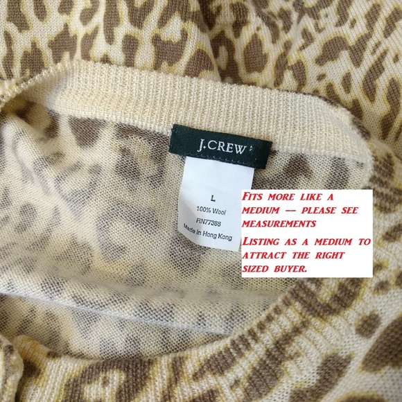 J. Crew Lightweight 100% Wool Leopard Sweater - Picture 5 of 5